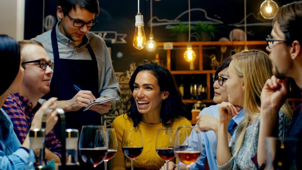 happy customers at a restaurant