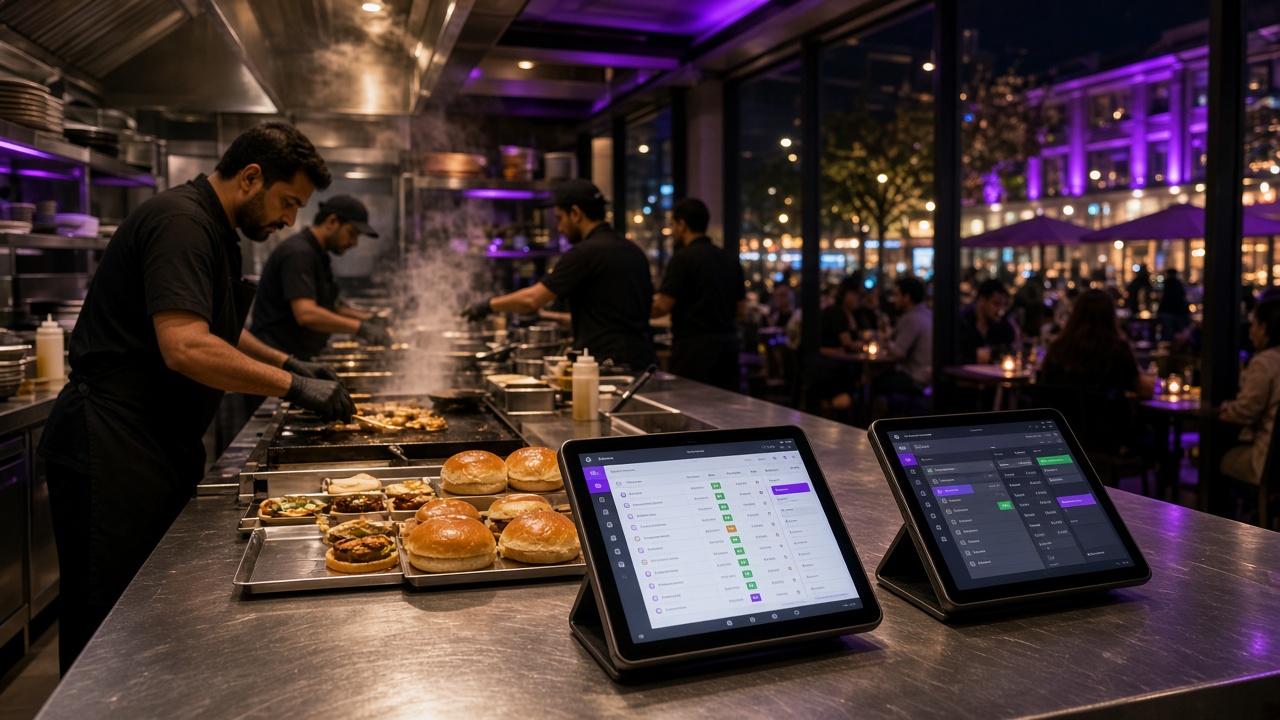Busy Lahore kitchen with BlinkPOS order screens